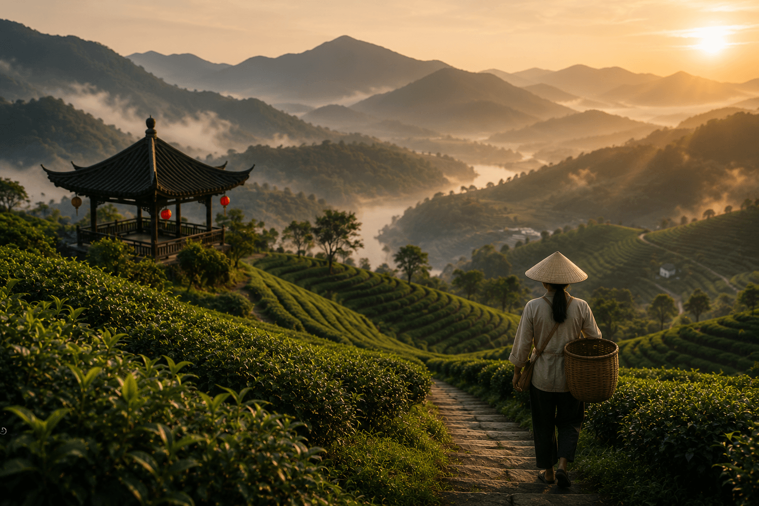 Chinese mountain tea landscape