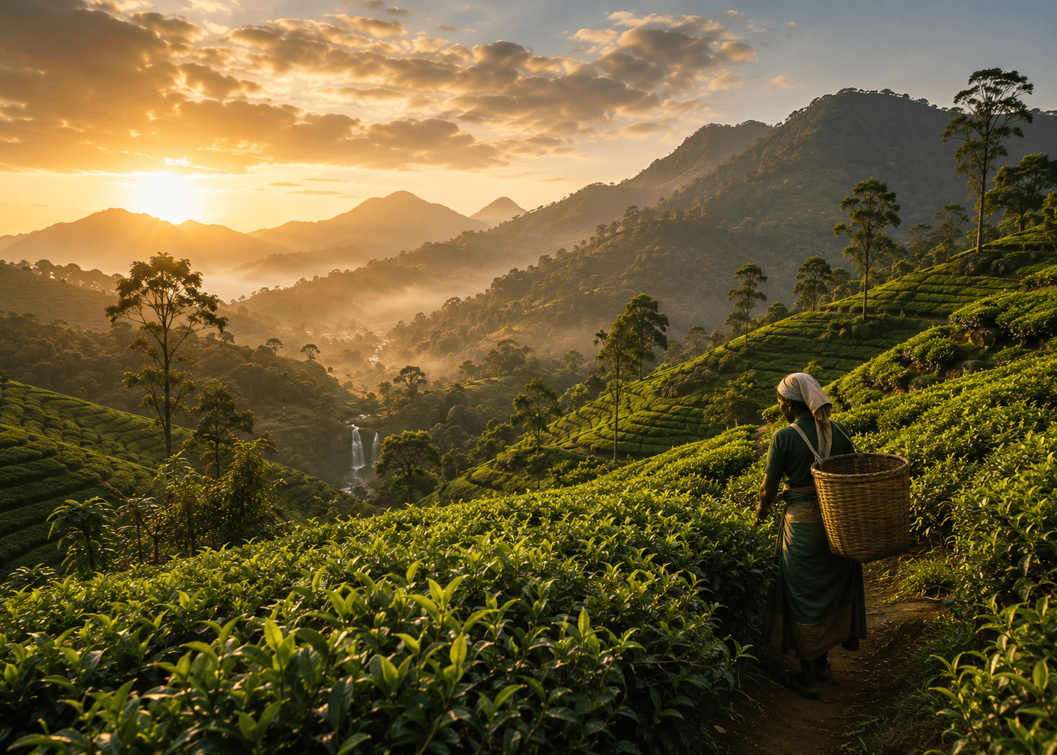 Stylised Sri Lankan tea hills